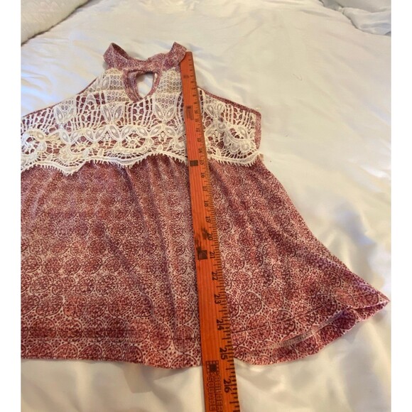 Rewind Blouse Size Large  Halter Collar Neck w/keyhole Lace Front Boho Western - Picture 9 of 9